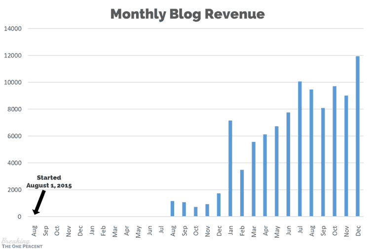 grafico delle entrate mensili del blog 