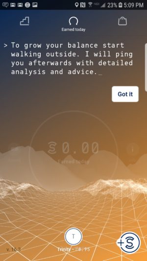 Dashboard dell'app Sweatcoin