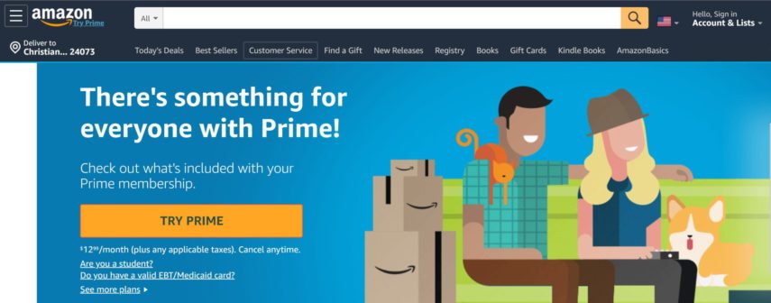 amazon prime homepage