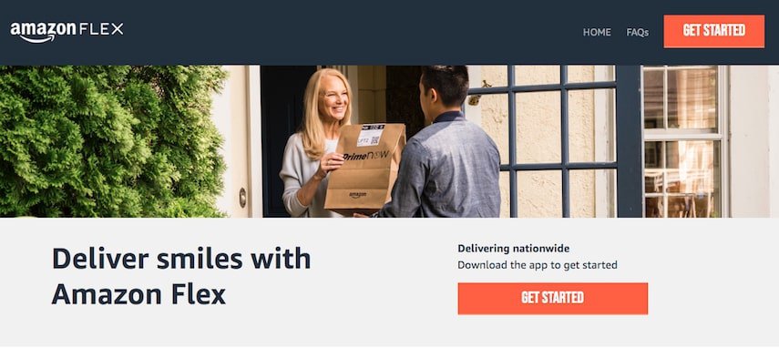 Homepage di Amazon Flex